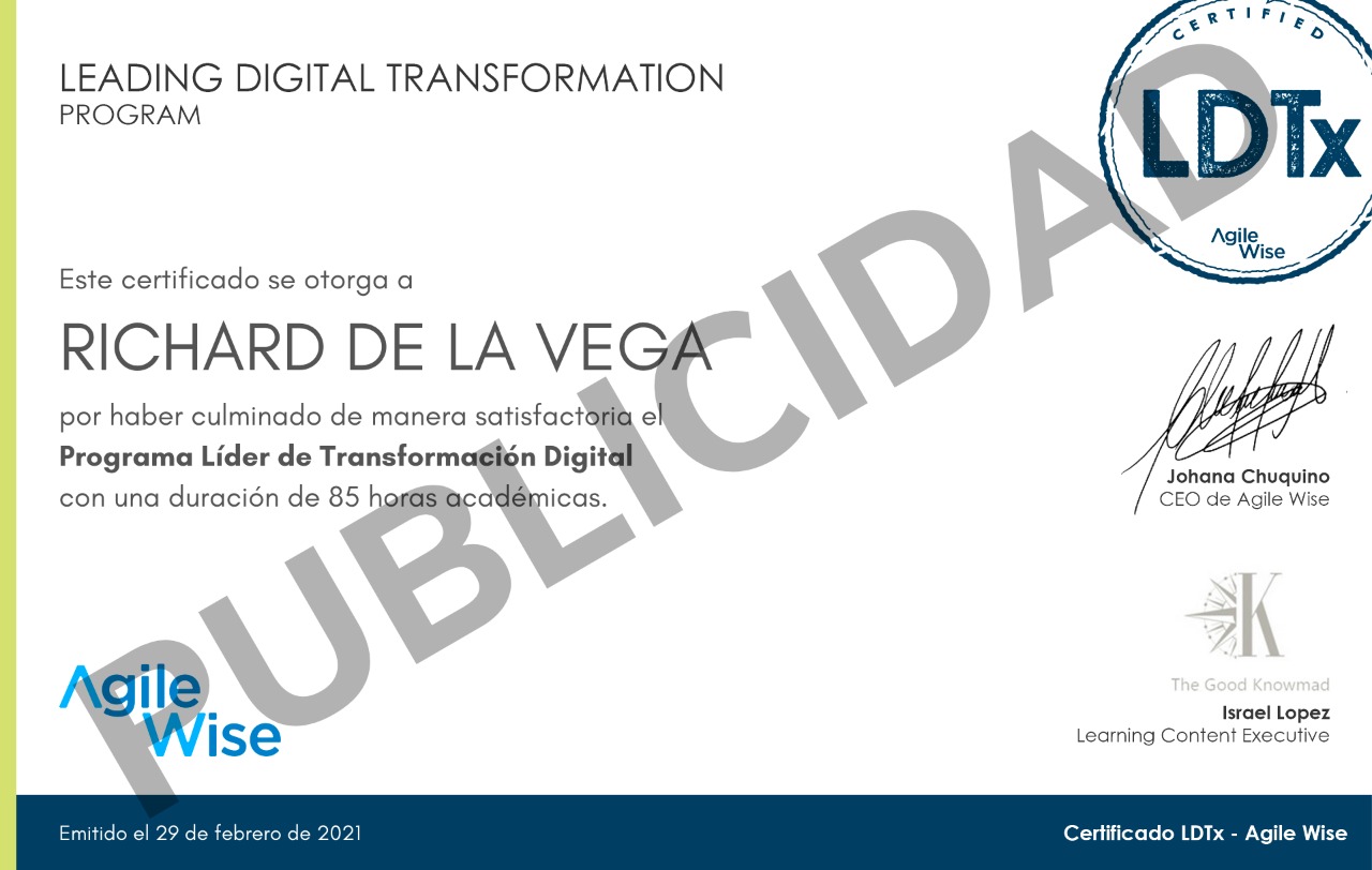 Certificado LTDX AgileWise Certificado LTDX AgileWise