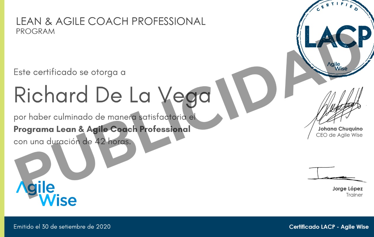 Certificado LACP AgileWise Certificado LACP AgileWise