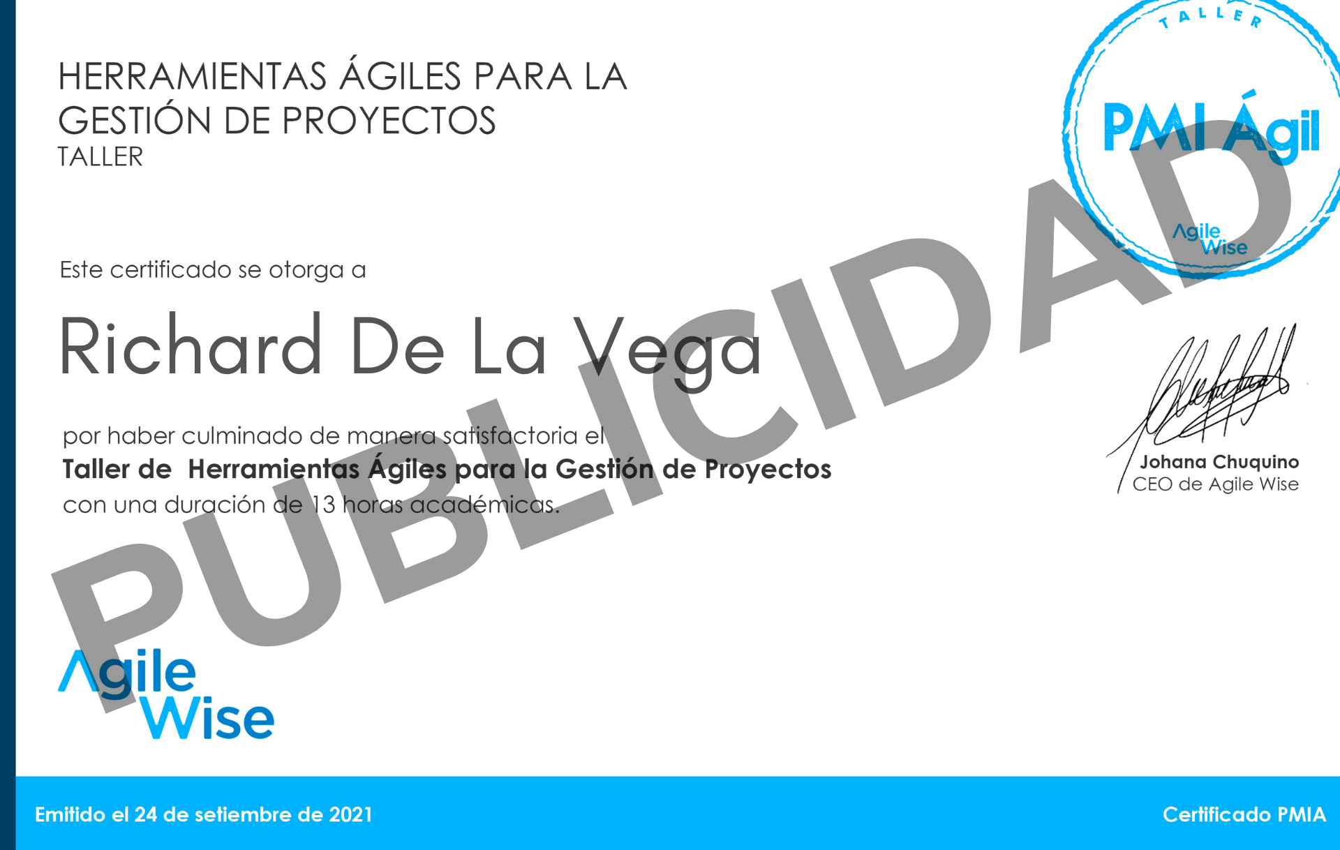 Certificado PMI AGIL Agile Wise Certificado PMI AGIL Agile Wise